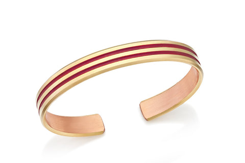 914 - GOLD PLATED WITH STRIPE - RED, BLUE, BLACK