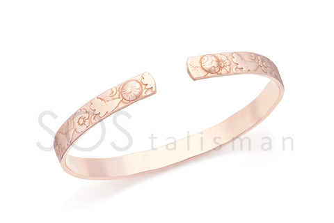 902/Cm7 - Copper Bangle With A Rose Pattern With Magnets