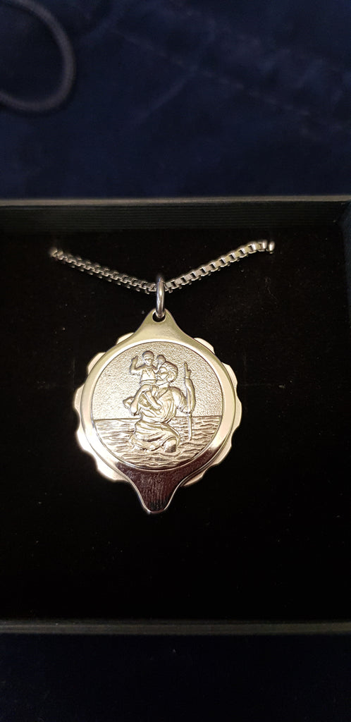 STEEL ST CHRISTOPHER PENDANT AND 22