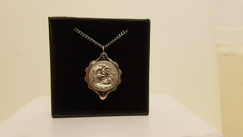 Stainless Steel Pendant with George and Dragon on 22