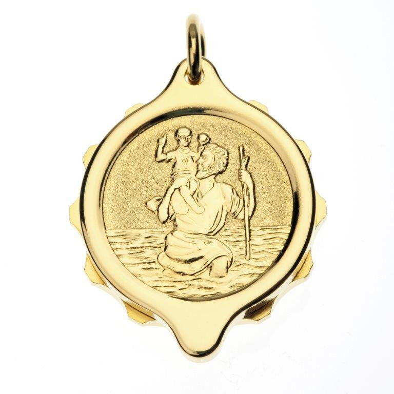 Gold Plated St Christopher Pendant with 22