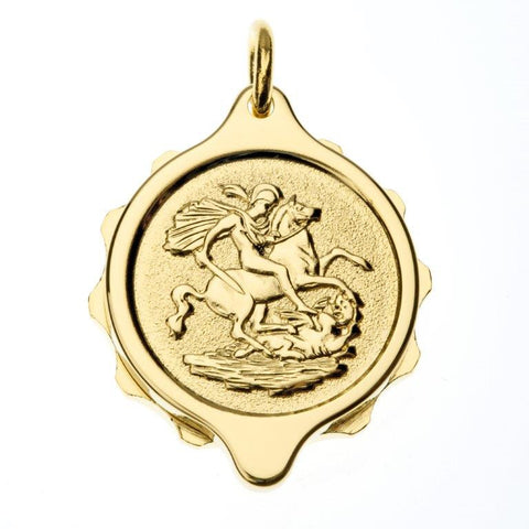 Gold Plated St George & Dragon Pendant with 22