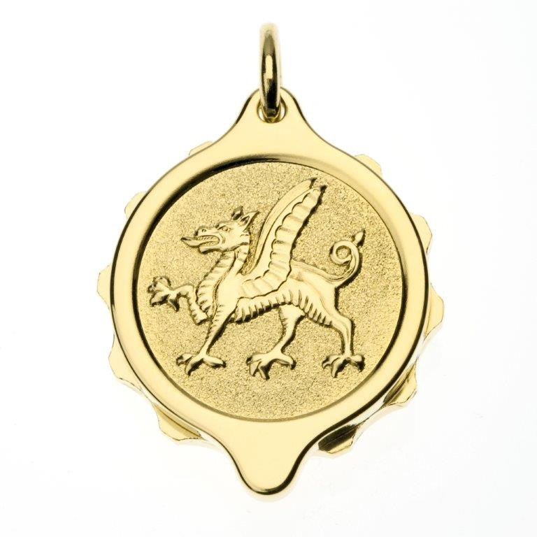 Gold Tone  Welsh Dragon Pendant and with 22