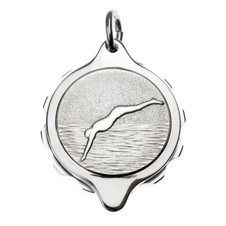 Stainless Steel Swimmer / Diver Pendant on 22