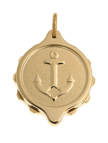 GOLD TONE TALISMAN WITH ANCHOR ON 22